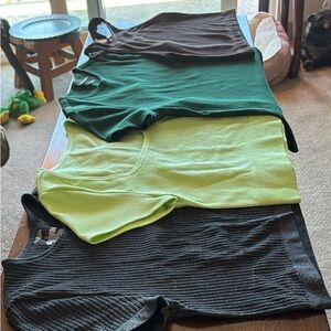 Lot of Four- Tops Ribbed TeeBlack, Lime, Forest, Brown
